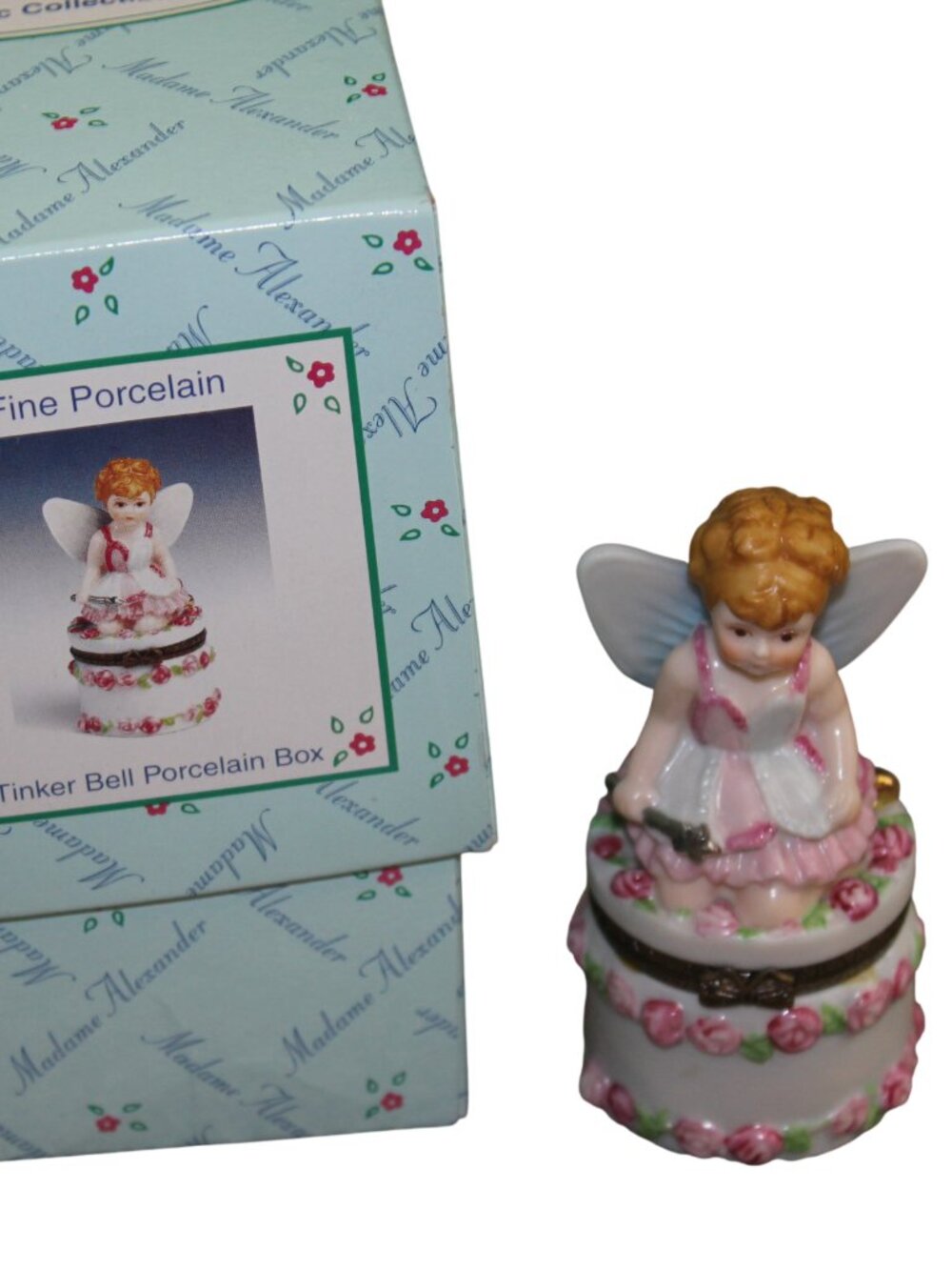 Madame Alexander Tinker Bell Porcelain Trinket Box Fairy Peter Pan Vintage 2000